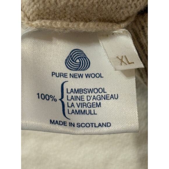 Pringle of Scotland Lambswool XL Men’s V Neck Pullover Sweater Beige EUC - Picture 5 of 8